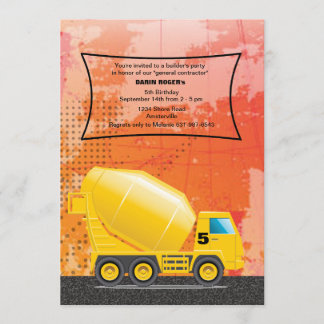 Bau-Zement-LKW-Einladung Einladung