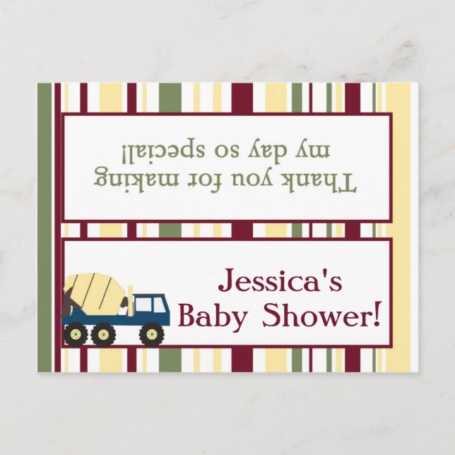 Bau-Zone Baby Dusche Goody Beutel Toppers Einladungspostkarte (Vorderseite)