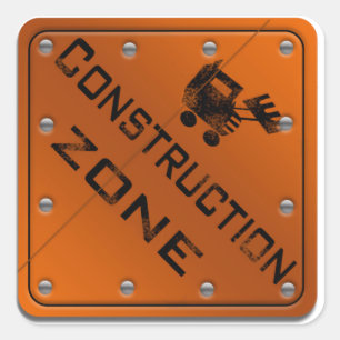Bau-Zone Quadratischer Aufkleber