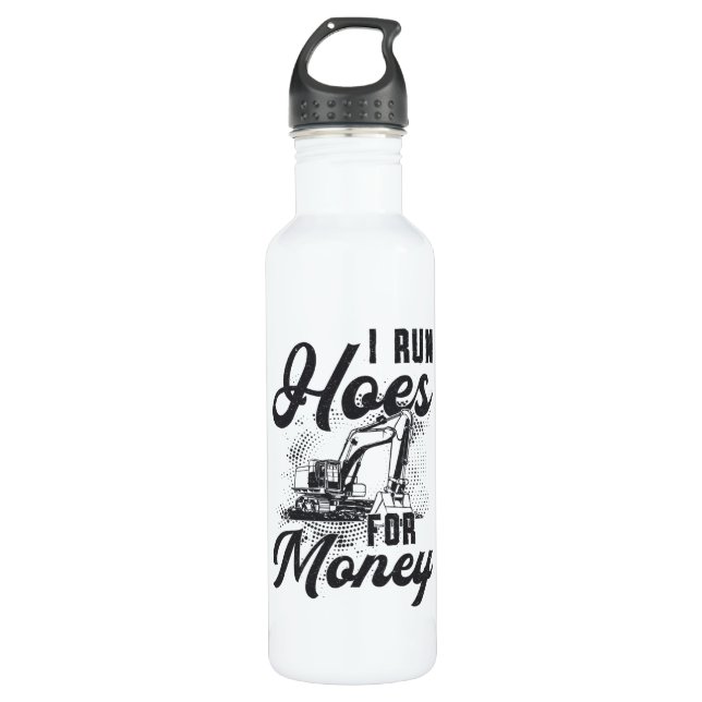 Bauarbeiter-Bagger Ich führe Hosen für Geld Edelstahlflasche (Vorderseite)