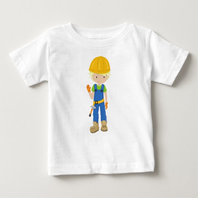 Bauarbeiter, Blondhaar, Niedlicher Junge, Hammer Baby T-shirt (Vorderseite)