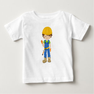 Bauarbeiter, Braunhaar, Niedlicher Junge, Hammer Baby T-shirt
