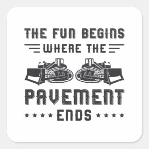 Bauarbeiter Bulldozer-Streckenabschnitt endet Stan Quadratischer Aufkleber