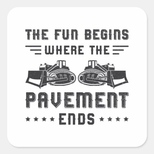 Bauarbeiter Bulldozer-Streckenabschnitt endet Stan Quadratischer Aufkleber (Vorderseite)