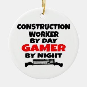 Bauarbeiter Gamer Keramikornament