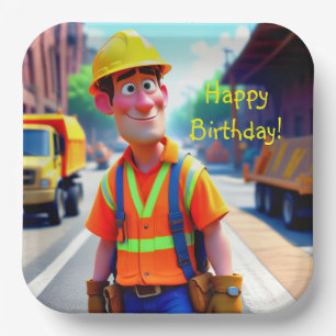 Bauarbeiter Geburtstag Pappteller