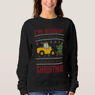 Bauarbeiter hässlicher Weihnachts-Bulldozer Sweatshirt