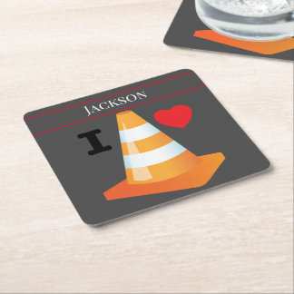 Bauarbeiter Highway Traffic Cone Funny Rechteckiger Pappuntersetzer