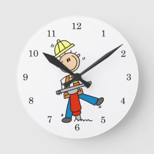 Bauarbeiter I Baut T-Shirts und Geschenke Runde Wanduhr