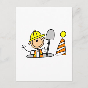 Bauarbeiter im Kanalschacht Postkarte