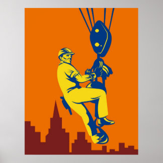 Bauarbeiter im Retrostil Poster
