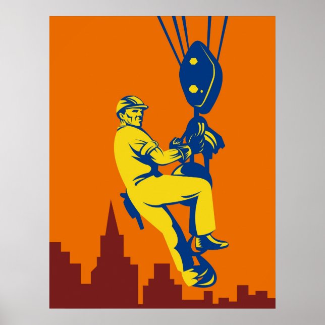 Bauarbeiter im Retrostil Poster (Vorne)