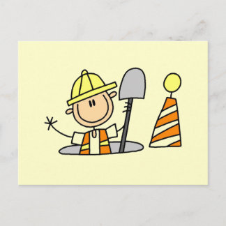 Bauarbeiter in Manhole Tshirts und Geschenke Postkarte