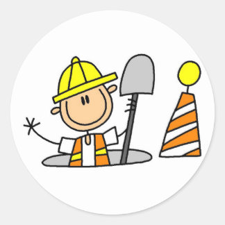 Bauarbeiter in Manhole Tshirts und Geschenke Runder Aufkleber