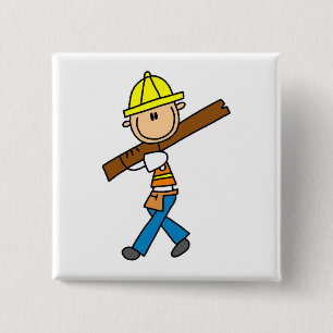 Bauarbeiter mit Bauholz Button
