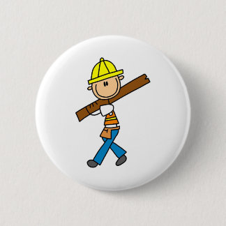 Bauarbeiter mit Bauholz-Knopf Button