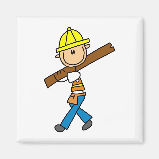 Bauarbeiter mit Bauholz Magnet (Vorne)