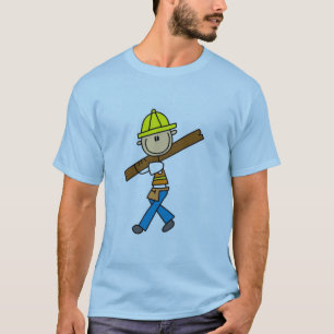 Bauarbeiter mit Bauholz T-Shirt
