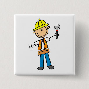 Bauarbeiter mit Hammer Button