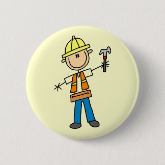 Bauarbeiter mit Hammer Button