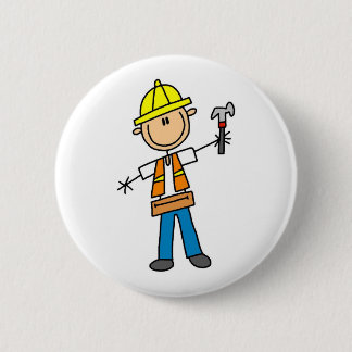 Bauarbeiter mit Hammer-Knopf Button