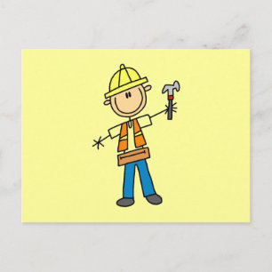 Bauarbeiter mit Hammer Postkarte