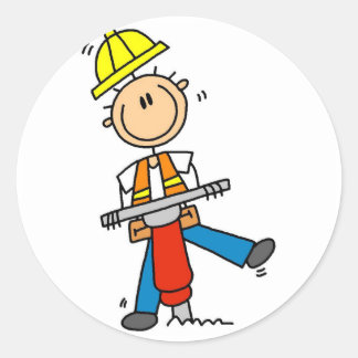 Bauarbeiter mit Jack Hammer Runder Aufkleber