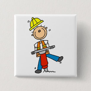 Bauarbeiter mit Presslufthammer Button