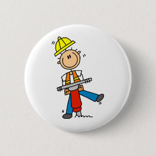 Bauarbeiter mit Presslufthammer-Knopf Button