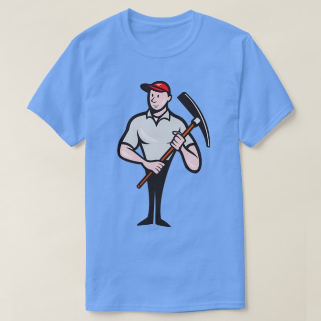 Bauarbeiter Pickaxe Cartoon T-Shirt (Design vorne)