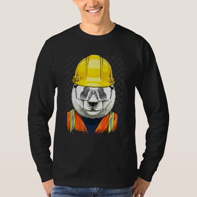 Bauarbeiter Riesener Panda Arbeiter Panda T-Shirt (Vorderseite)