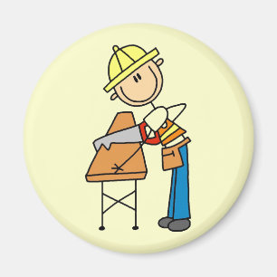 Bauarbeiter Sägt Bauholz Geschenke Magnet
