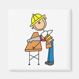 Bauarbeiter Sägt Bauholz Geschenke Magnet