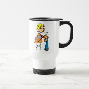 Bauarbeiter Sägt Bauholz Geschenke Reisebecher