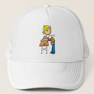 Bauarbeiter sägt Brett Truckerkappe