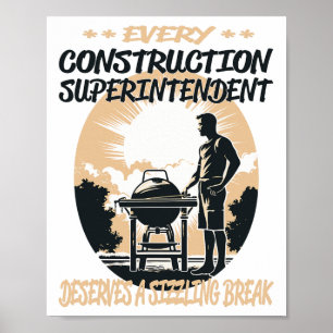Bauaufseher Funny Grillen Koch oder Grill Poster