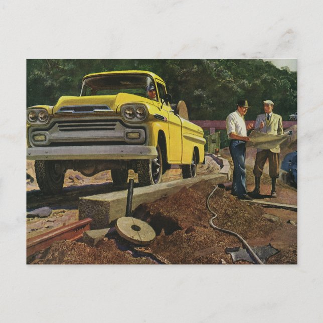 Bauauftragnehmer für Vintage Unternehmensarchitekt Postkarte (Vorderseite)