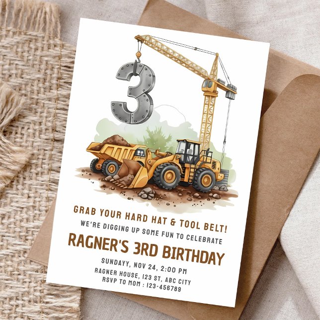 Baubagger 3. Geburtstag Einladung (Von Creator hochgeladen)