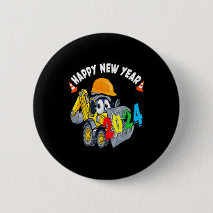 Baubagger Frohes Neues Jahr 2024 Für Jungen Button