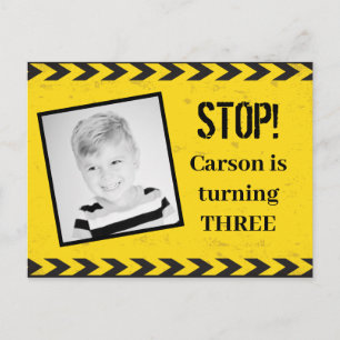 Bauband Foto Gelber Kindergeburtstag Party Postkarte