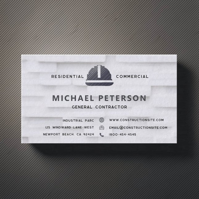 Baubauer Entwickler White Brick Moderner Visitenkarte (construction company builder remodeling business card white brick simple minimalist modern)