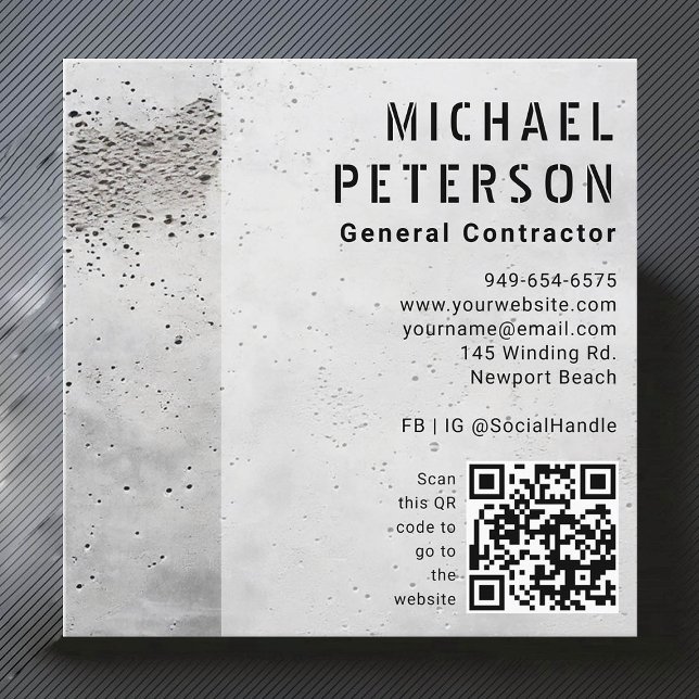 Baubauer Entwicklung Betonmischung modern Quadratische Visitenkarte (construction company builder remodeling business card cement simple minimalist modern classy)