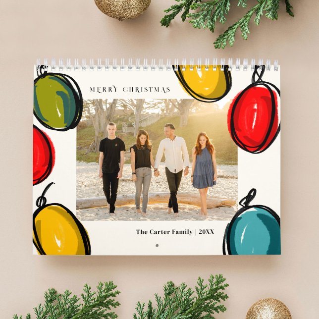 Bauble Ornament Sketches Foto Weihnachtsgeschenk Kalender (Bauble Ornament Sketch Illustrations Photo Christmas Gift Calendar)