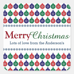 Bauble Pattern Personalisiert Weihnachten Quadratischer Aufkleber