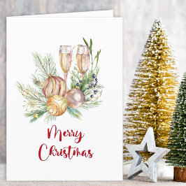Baubles und Champagner Weihnachtsgrüße Feiertagskarte