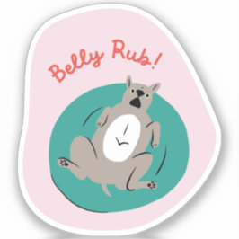 "Bauch rub" lustiger Hund illustriert hellrosa Ret Aufkleber