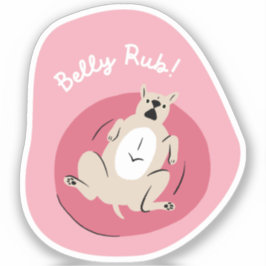 "Bauch rub" lustiger Hund illustriert rosa Retro Aufkleber