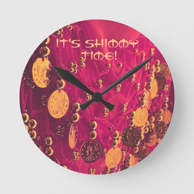 Bauch tanzen angesagter Schal mit Münzen Runde Wanduhr (Vorderseite)