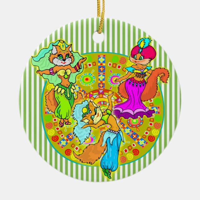 Bauch-Tanzen-Katzen Keramik Ornament (Vorne)