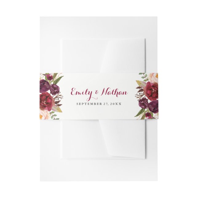 Bauchband Burgund-Hochzeit im Herbst Einladungsbanderole (Vorderseite Beispiel)